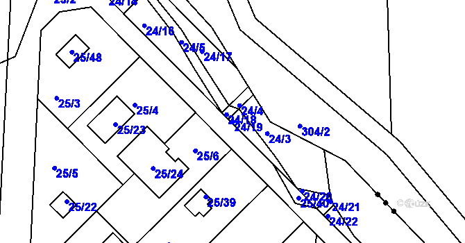 Parcela st. 24/19 v KÚ České Budějovice 3, Katastrální mapa