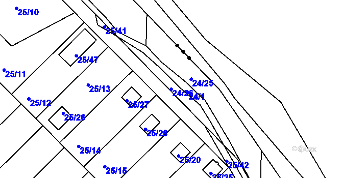 Parcela st. 24/26 v KÚ České Budějovice 3, Katastrální mapa