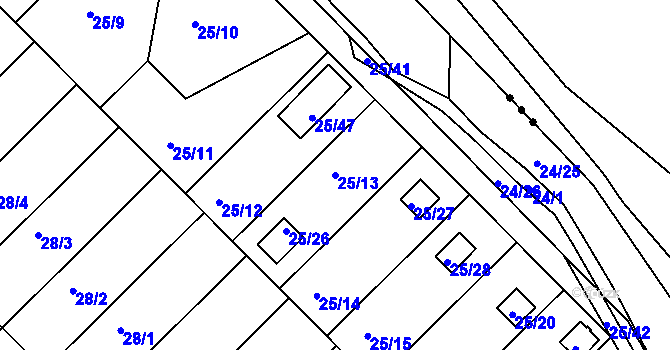 Parcela st. 25/13 v KÚ České Budějovice 3, Katastrální mapa