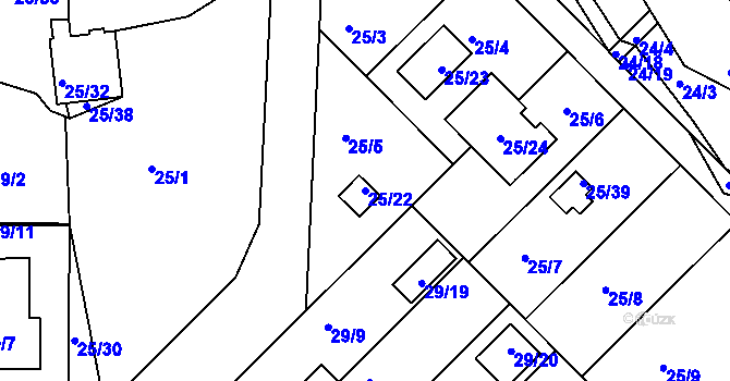 Parcela st. 25/22 v KÚ České Budějovice 3, Katastrální mapa