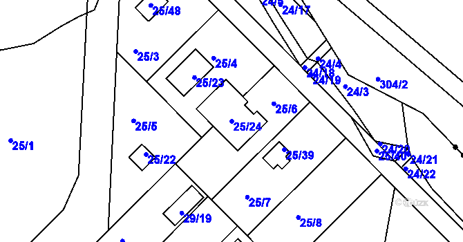 Parcela st. 25/24 v KÚ České Budějovice 3, Katastrální mapa