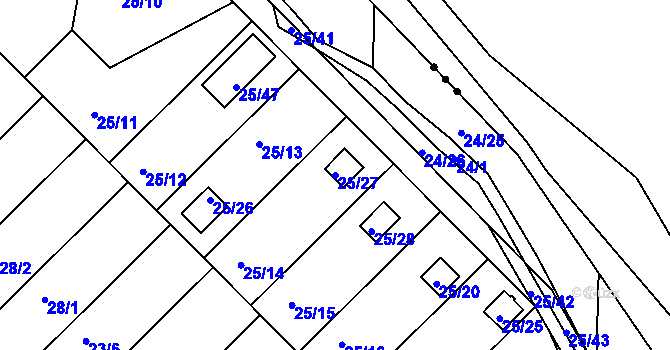 Parcela st. 25/27 v KÚ České Budějovice 3, Katastrální mapa