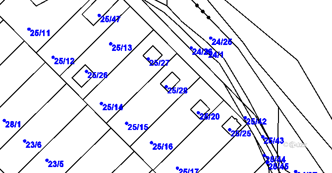 Parcela st. 25/28 v KÚ České Budějovice 3, Katastrální mapa