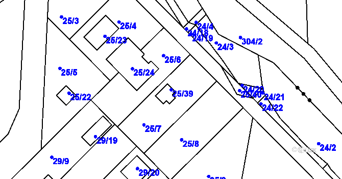 Parcela st. 25/39 v KÚ České Budějovice 3, Katastrální mapa