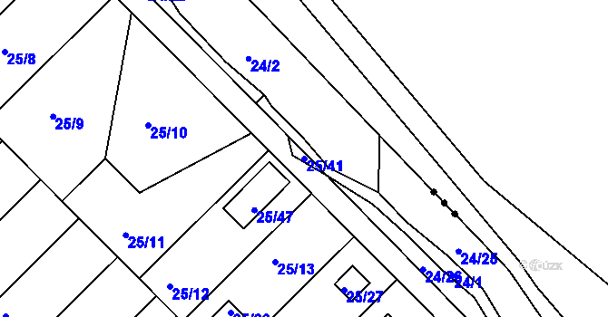 Parcela st. 25/41 v KÚ České Budějovice 3, Katastrální mapa