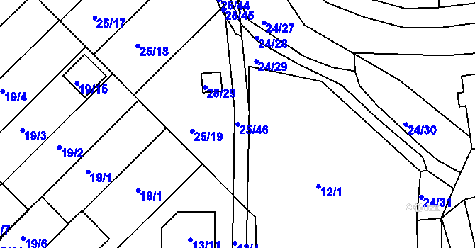 Parcela st. 25/46 v KÚ České Budějovice 3, Katastrální mapa