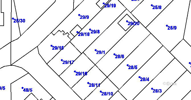 Parcela st. 29/1 v KÚ České Budějovice 3, Katastrální mapa