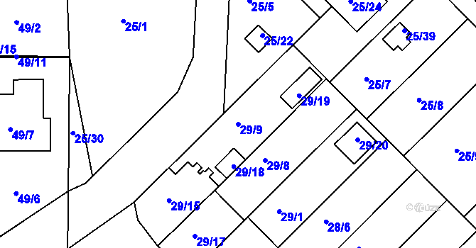 Parcela st. 29/9 v KÚ České Budějovice 3, Katastrální mapa