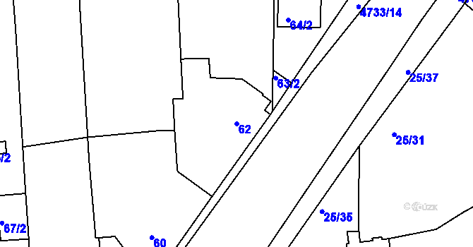 Parcela st. 62 v KÚ České Budějovice 3, Katastrální mapa