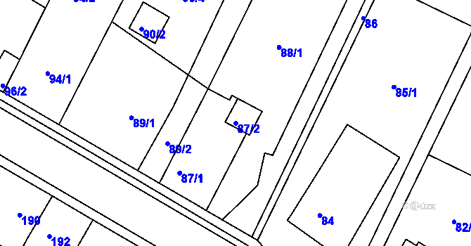 Parcela st. 87/2 v KÚ České Budějovice 3, Katastrální mapa
