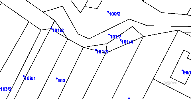 Parcela st. 101/3 v KÚ České Budějovice 3, Katastrální mapa
