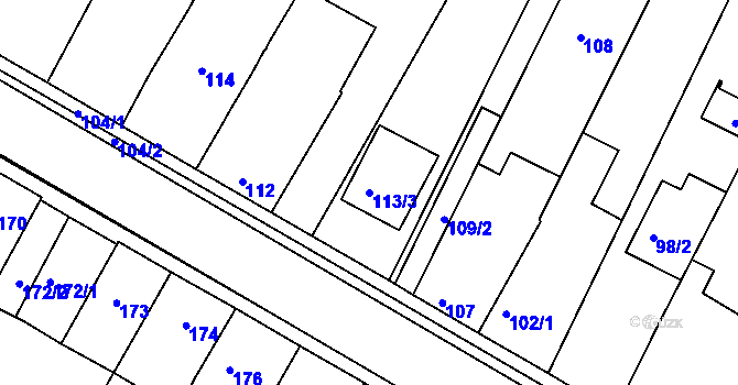 Parcela st. 113/3 v KÚ České Budějovice 3, Katastrální mapa