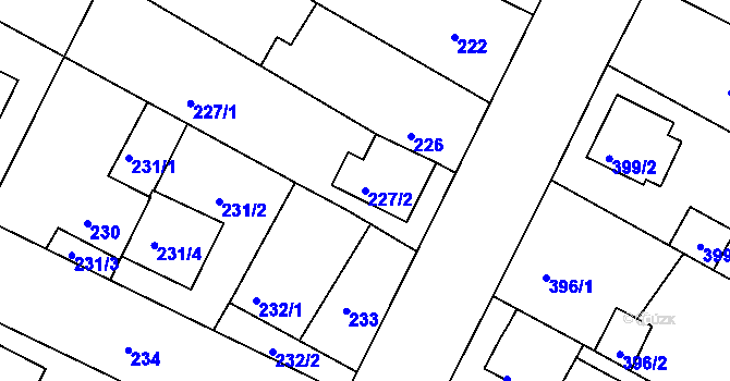 Parcela st. 227/2 v KÚ České Budějovice 3, Katastrální mapa