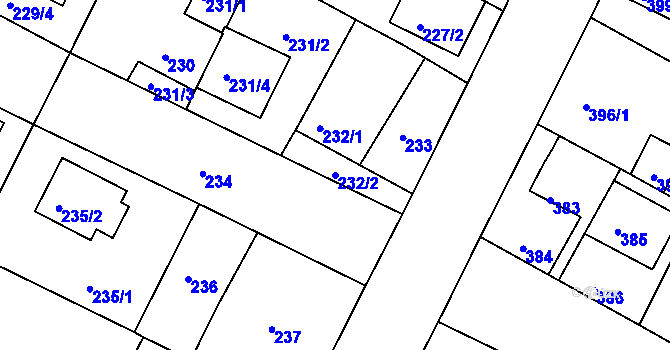 Parcela st. 232/2 v KÚ České Budějovice 3, Katastrální mapa