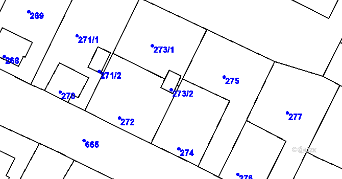 Parcela st. 273/2 v KÚ České Budějovice 3, Katastrální mapa