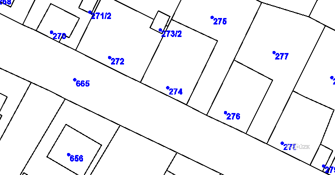 Parcela st. 274 v KÚ České Budějovice 3, Katastrální mapa