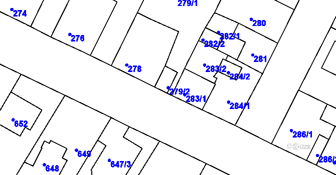 Parcela st. 279/2 v KÚ České Budějovice 3, Katastrální mapa