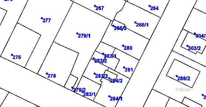 Parcela st. 282/1 v KÚ České Budějovice 3, Katastrální mapa
