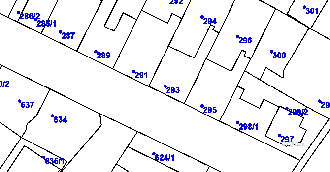 Parcela st. 293 v KÚ České Budějovice 3, Katastrální mapa