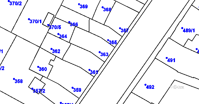 Parcela st. 363 v KÚ České Budějovice 3, Katastrální mapa