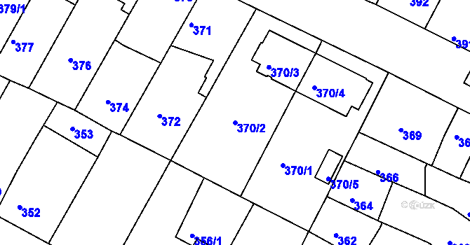 Parcela st. 370/2 v KÚ České Budějovice 3, Katastrální mapa