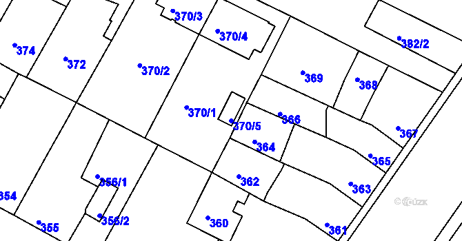 Parcela st. 370/5 v KÚ České Budějovice 3, Katastrální mapa
