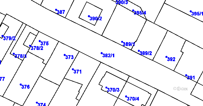 Parcela st. 382/1 v KÚ České Budějovice 3, Katastrální mapa