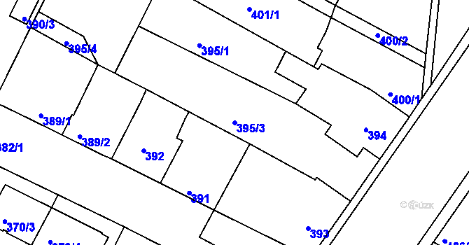 Parcela st. 395/3 v KÚ České Budějovice 3, Katastrální mapa
