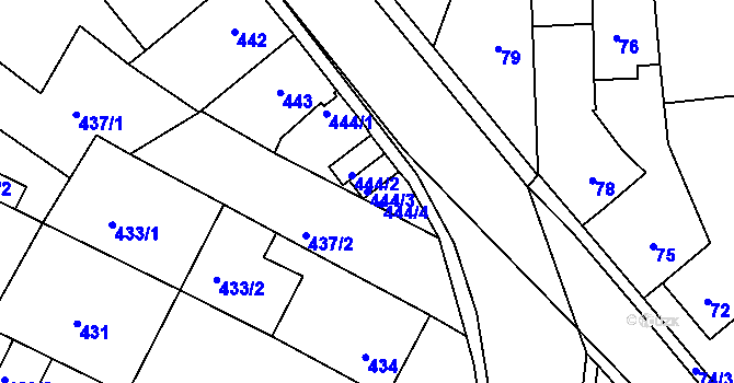 Parcela st. 444/3 v KÚ České Budějovice 3, Katastrální mapa