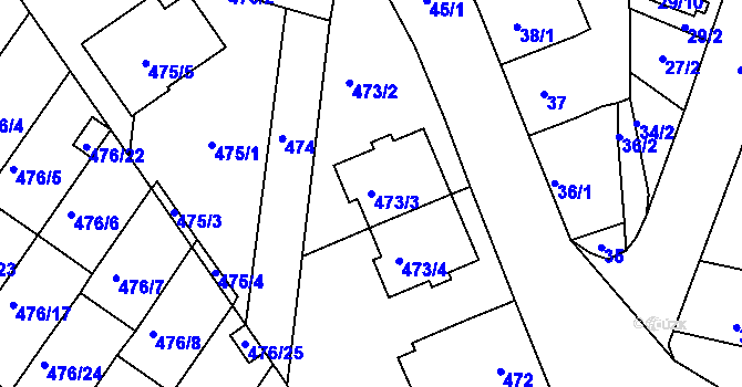 Parcela st. 473/3 v KÚ České Budějovice 3, Katastrální mapa