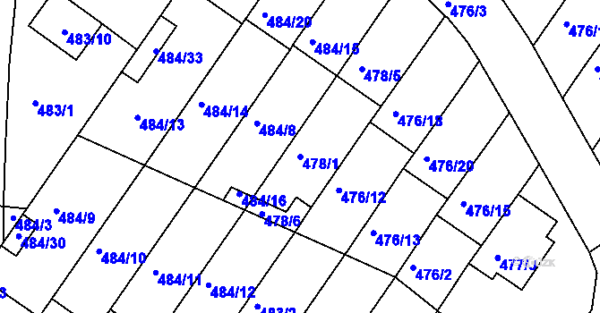 Parcela st. 478/1 v KÚ České Budějovice 3, Katastrální mapa