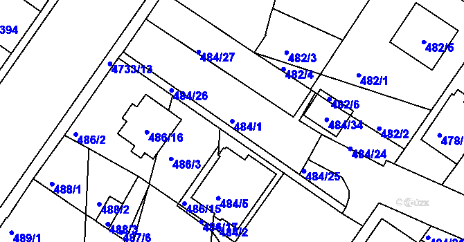 Parcela st. 484/1 v KÚ České Budějovice 3, Katastrální mapa