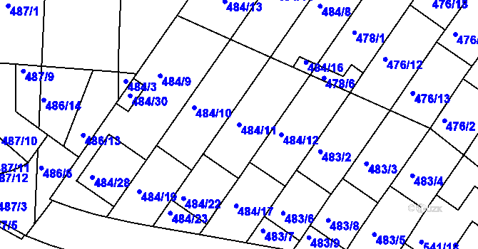 Parcela st. 484/11 v KÚ České Budějovice 3, Katastrální mapa