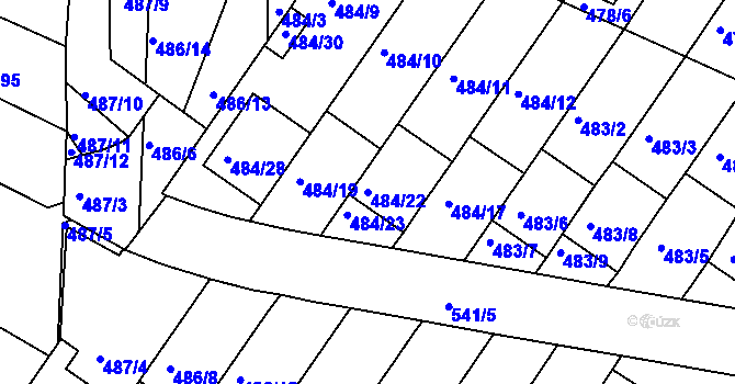 Parcela st. 484/22 v KÚ České Budějovice 3, Katastrální mapa