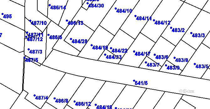 Parcela st. 484/23 v KÚ České Budějovice 3, Katastrální mapa