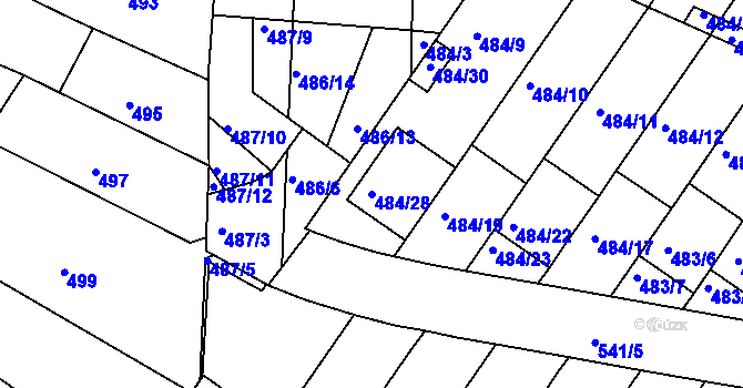 Parcela st. 484/28 v KÚ České Budějovice 3, Katastrální mapa