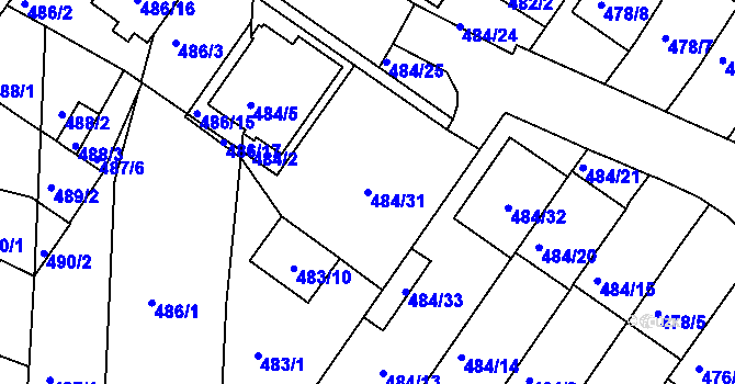 Parcela st. 484/31 v KÚ České Budějovice 3, Katastrální mapa