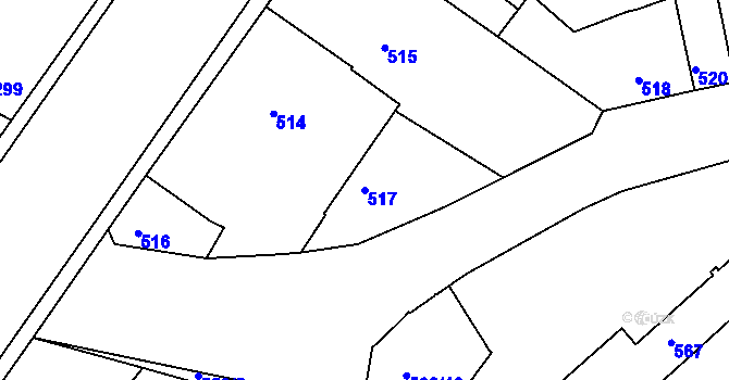 Parcela st. 517 v KÚ České Budějovice 3, Katastrální mapa