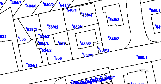 Parcela st. 538/2 v KÚ České Budějovice 3, Katastrální mapa