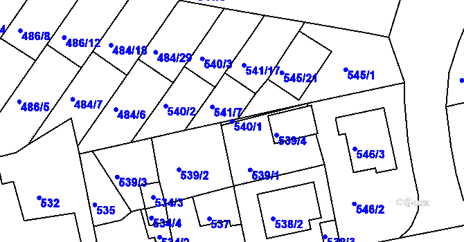Parcela st. 540/1 v KÚ České Budějovice 3, Katastrální mapa