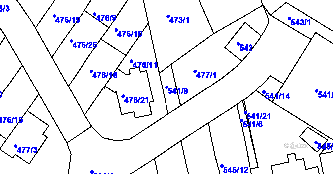 Parcela st. 541/9 v KÚ České Budějovice 3, Katastrální mapa