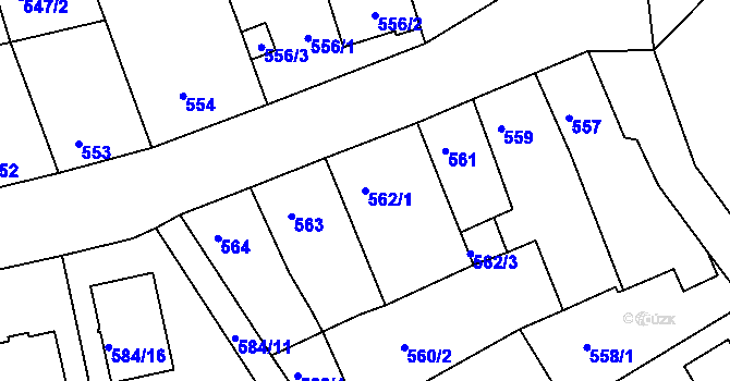 Parcela st. 562/1 v KÚ České Budějovice 3, Katastrální mapa