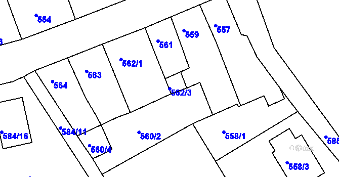 Parcela st. 562/3 v KÚ České Budějovice 3, Katastrální mapa