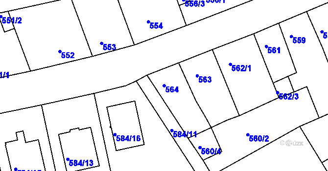Parcela st. 564 v KÚ České Budějovice 3, Katastrální mapa