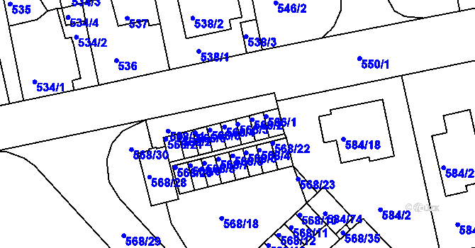 Parcela st. 566/3 v KÚ České Budějovice 3, Katastrální mapa