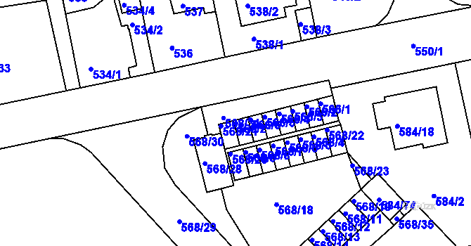 Parcela st. 568/2 v KÚ České Budějovice 3, Katastrální mapa