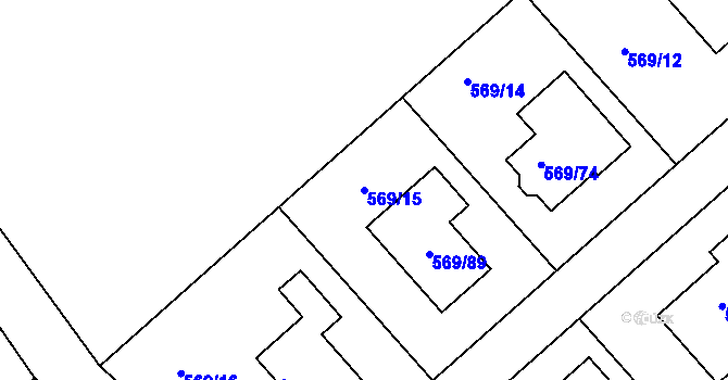 Parcela st. 569/15 v KÚ České Budějovice 3, Katastrální mapa