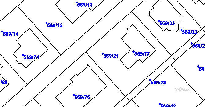 Parcela st. 569/21 v KÚ České Budějovice 3, Katastrální mapa