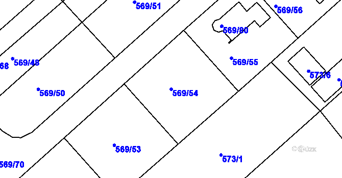 Parcela st. 569/54 v KÚ České Budějovice 3, Katastrální mapa