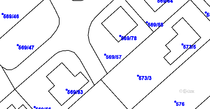 Parcela st. 569/57 v KÚ České Budějovice 3, Katastrální mapa
